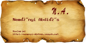Neményi Abdiás névjegykártya